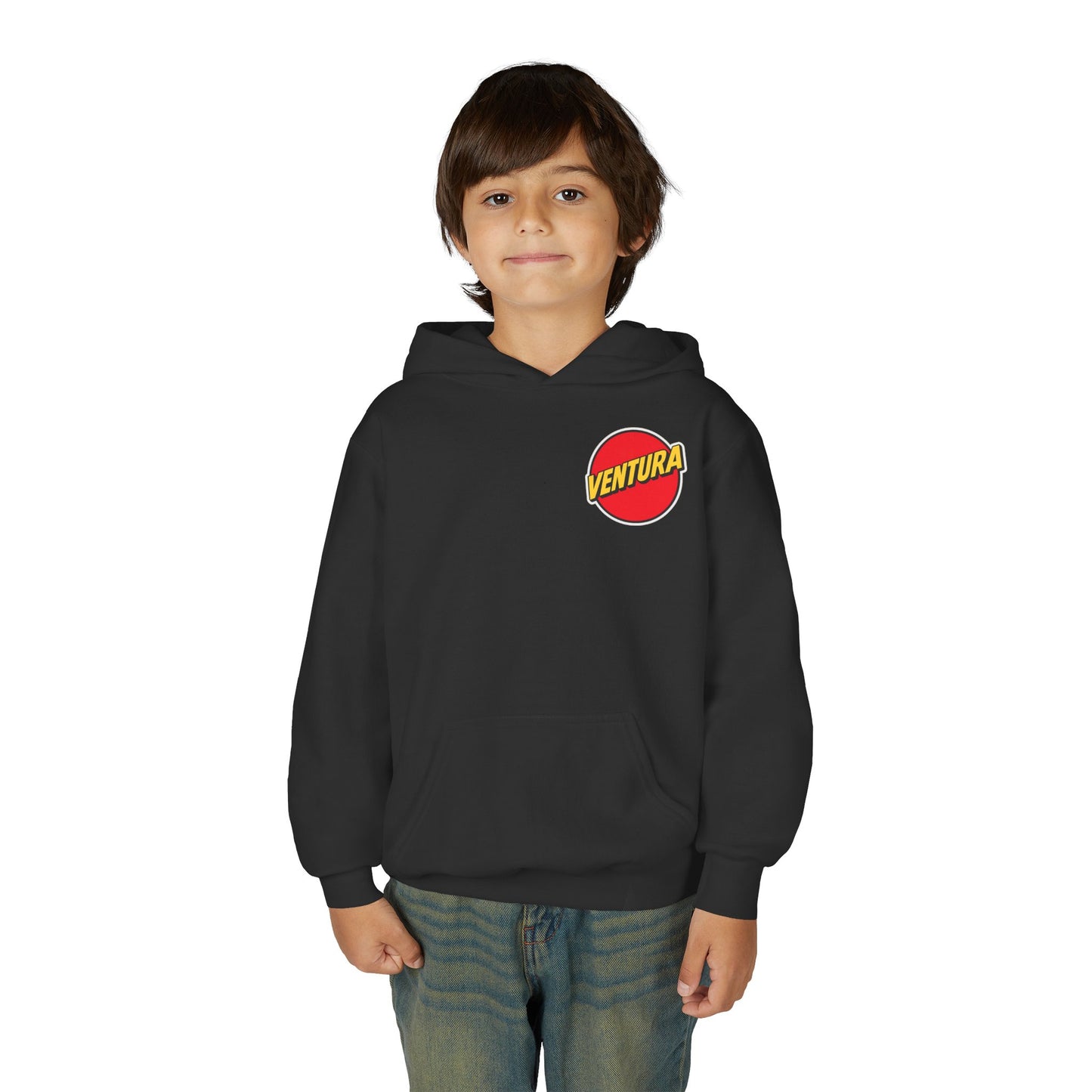 Ventura Red Logo Beach Graphic Youth Hoodie — Black