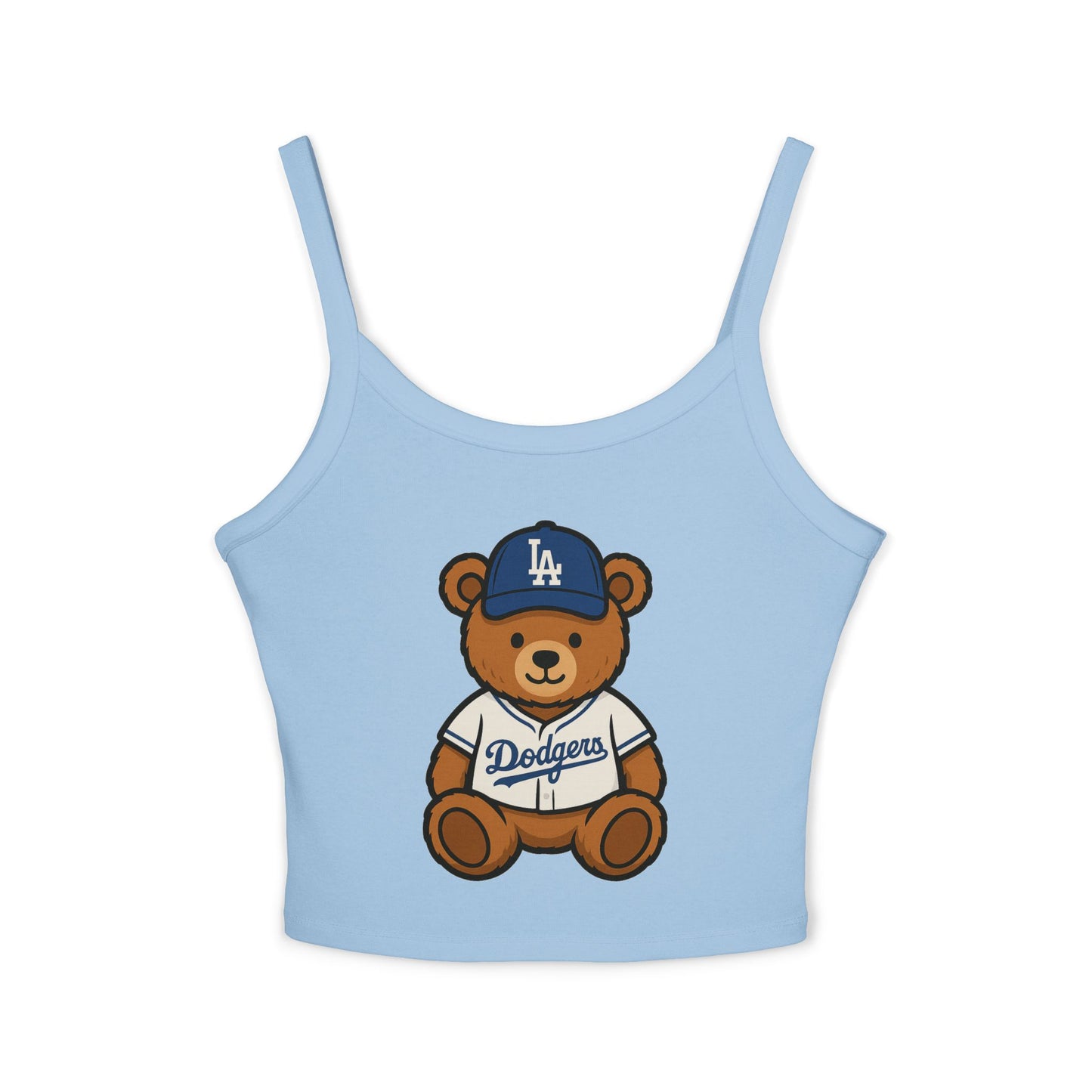Los Angeles Dodgers Teddy Bear Tank Top — Women's Light Blue Spaghetti Strap