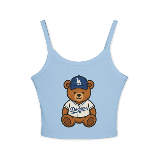 Los Angeles Dodgers Teddy Bear Tank Top — Women's Light Blue Spaghetti Strap