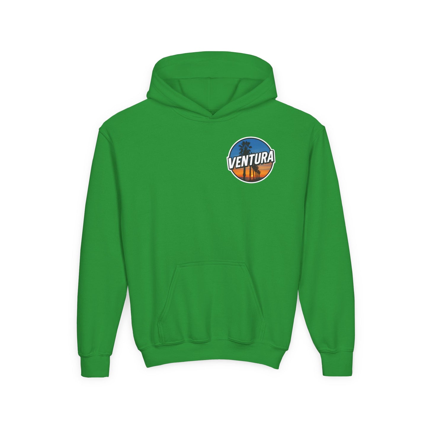 Ventura Surfer's Point Sunset Youth Hoodie — Beach Graphic (Green)