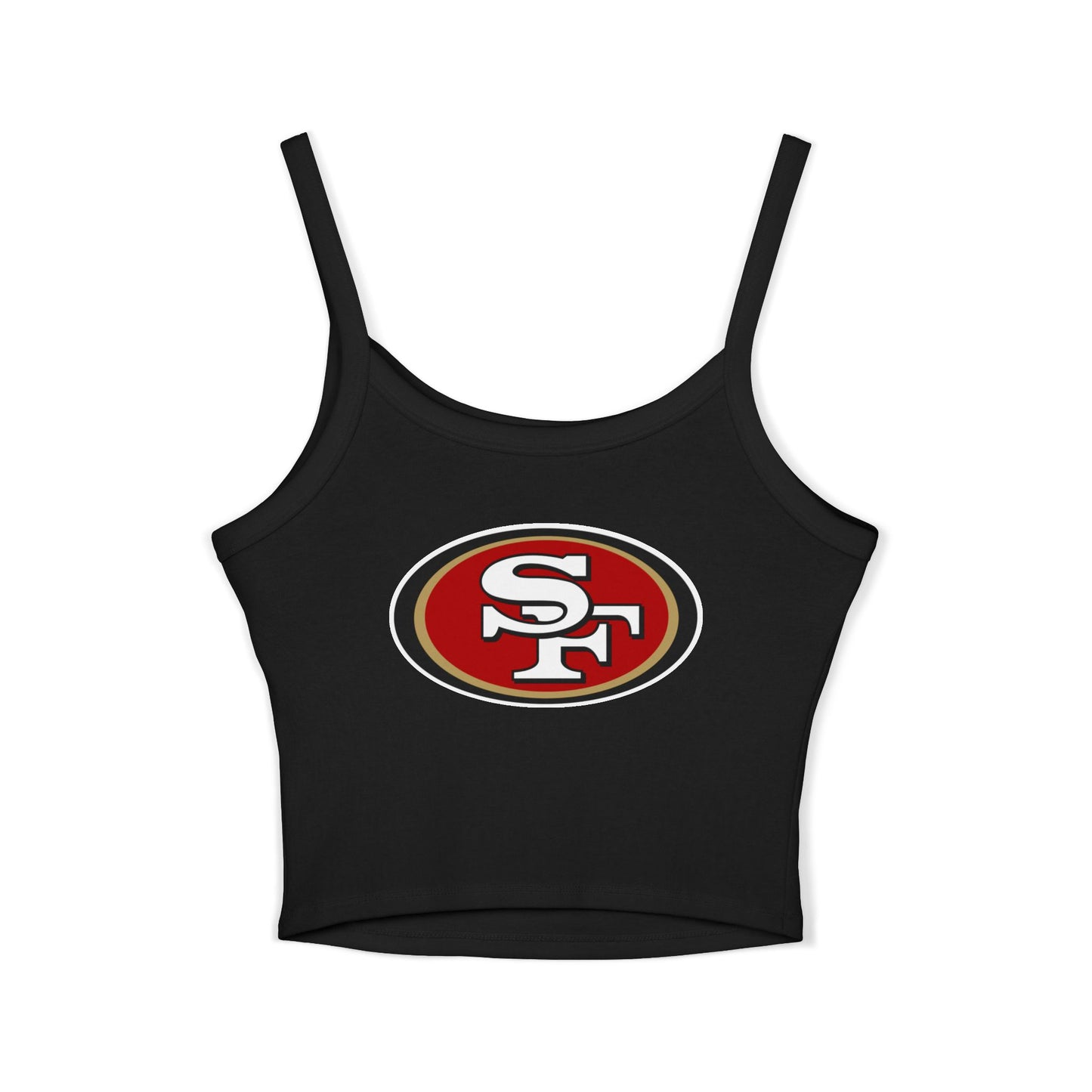 49ers Retro Football Helmet Women's Spaghetti Tank (Black) 2