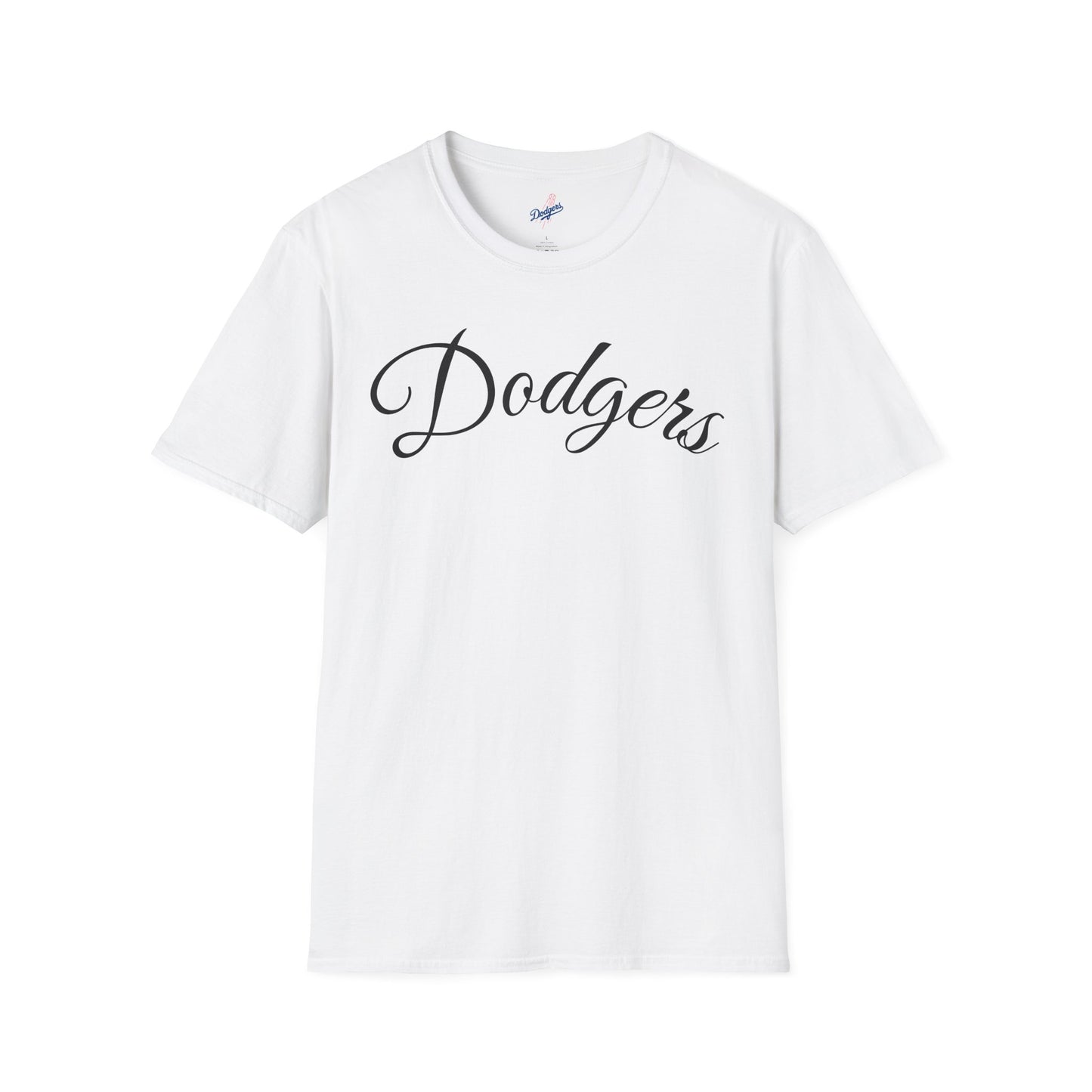 Dodgers Plain Text White Unisex Softstyle T-Shirt