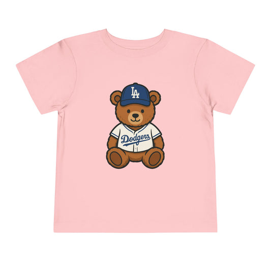 Toddler Los Angeles Dodgers Pink Teddy Bear Tee