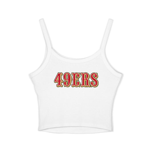 49ers Retro Football Helmet Women's Spaghetti Tank (White)