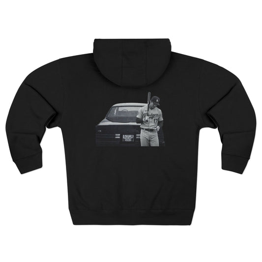Dodgers round logo - Ohtani "Not Like Us" Logo Zip Hoodie — Black Baseball Fan Hoodie