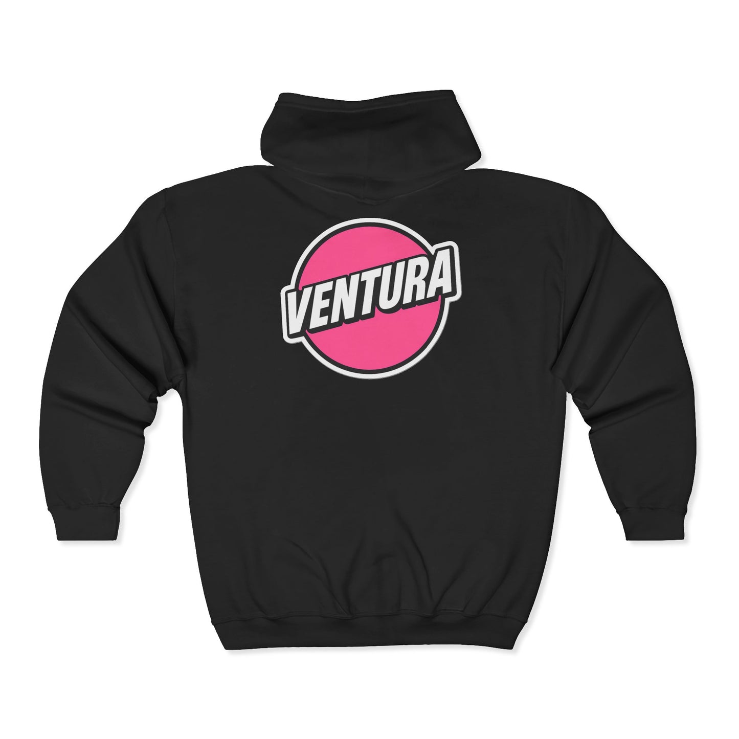 California Ventura Pink Logo Full‑Zip Hoodie — Black