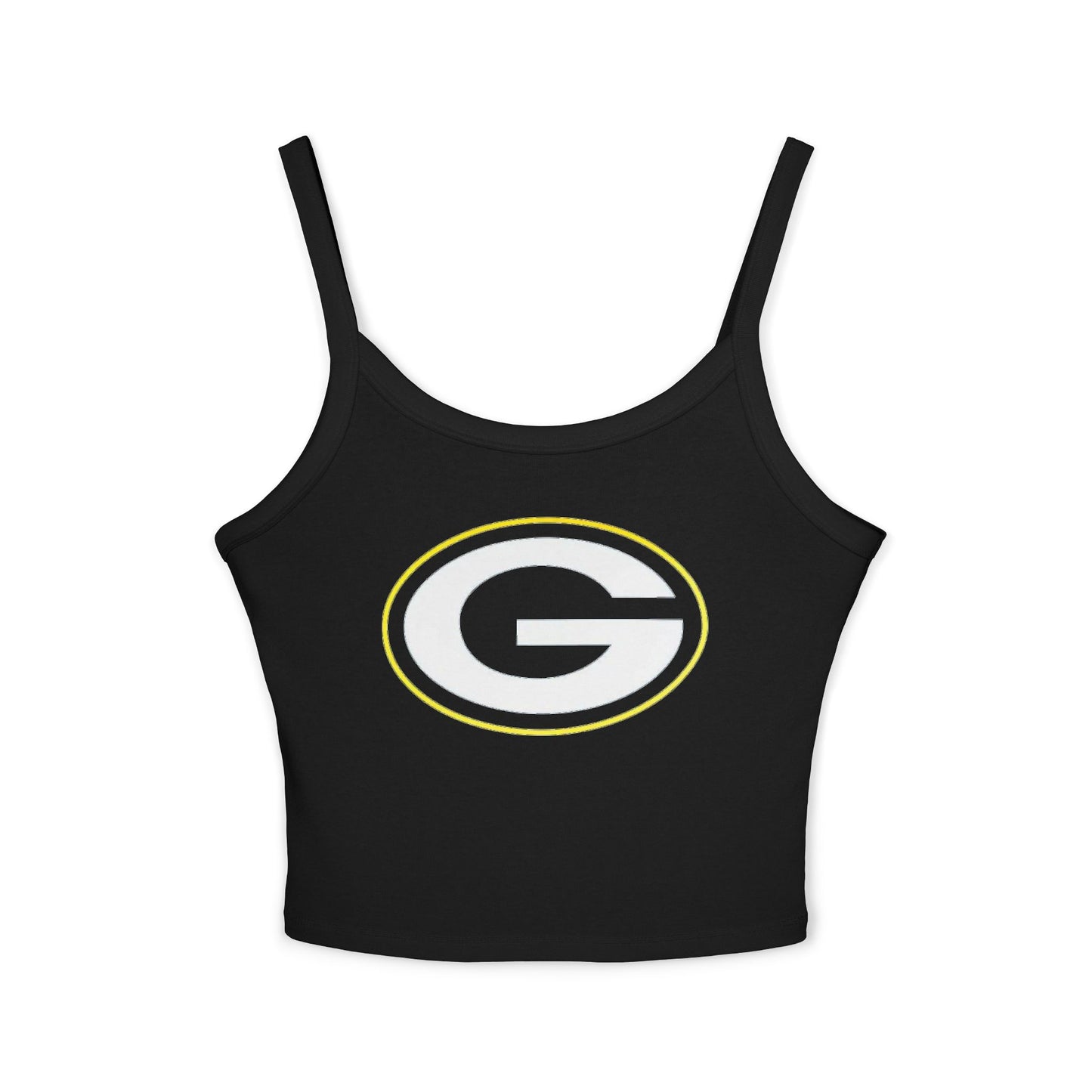Vintage Football Helmet Tank Top — "Greenbay Packers" Retro Sports Crop (Black)
