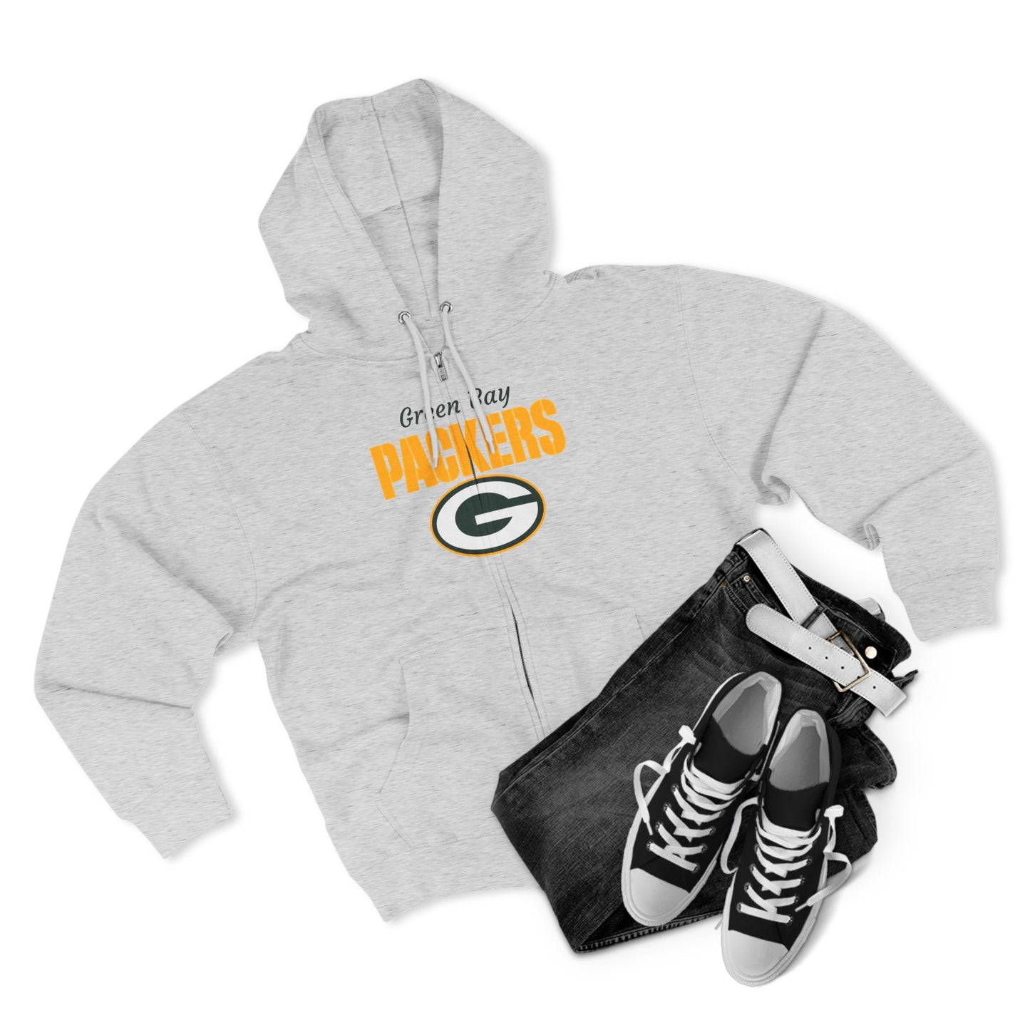 Packers Full‑Zip Sports Grey Hoodie