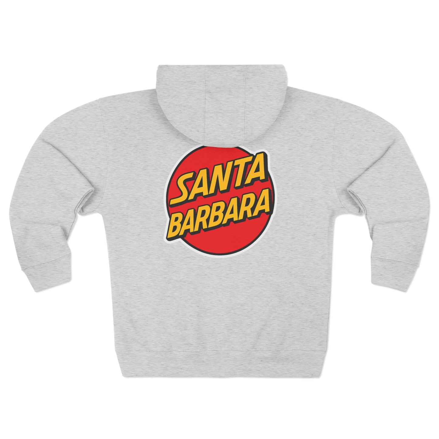 Santa Barbara Red Logo Hoodie — Heather Grey Zip Hoodie