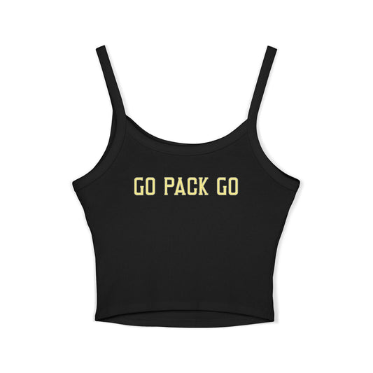 Vintage Football Helmet Tank Top — "Greenbay Packers" Retro Sports Crop (Black)
