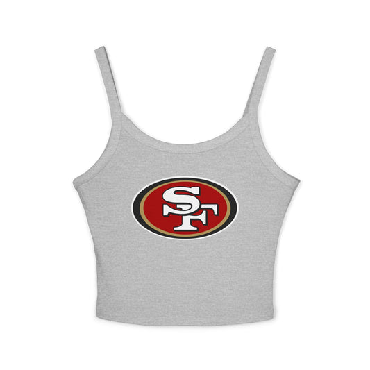 49ers Retro Football Helmet Women's Spaghetti Tank (Sports Heather Grey)