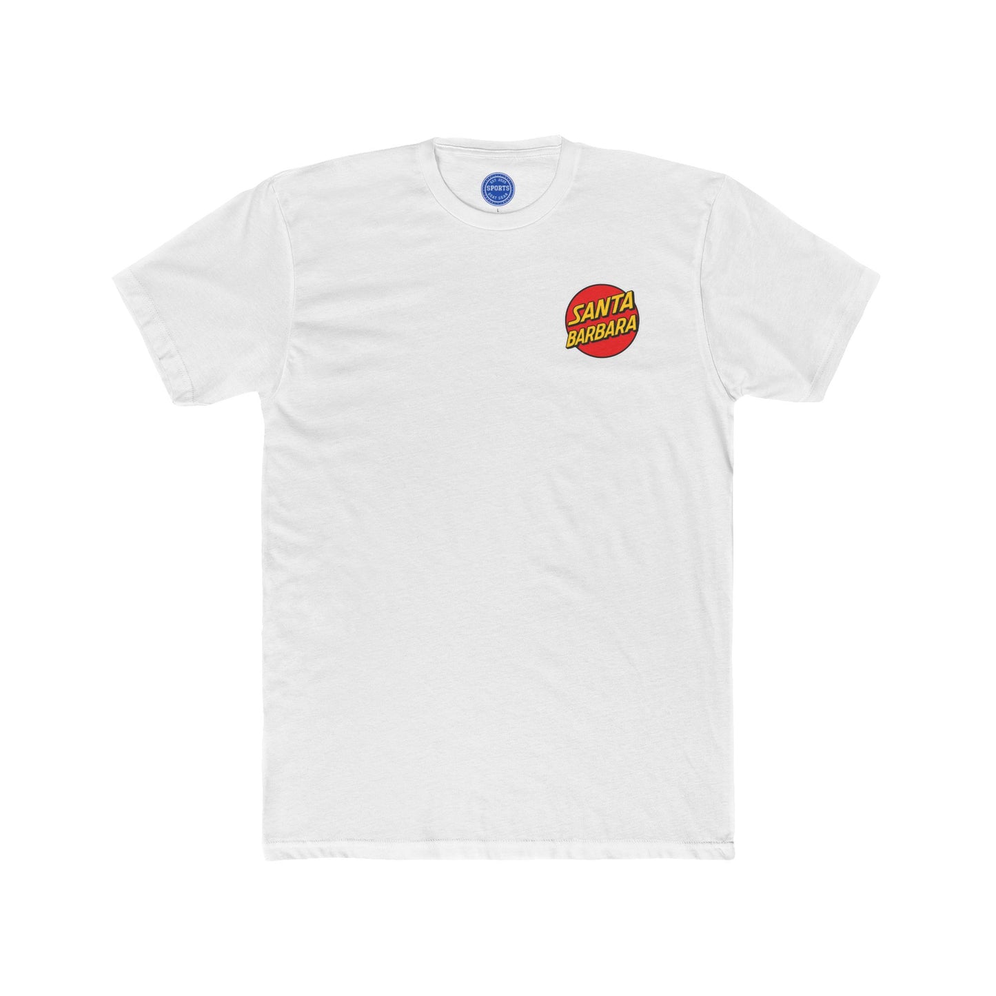 Santa Barbara Red Logo Tee — Classic Cotton Crew (White)