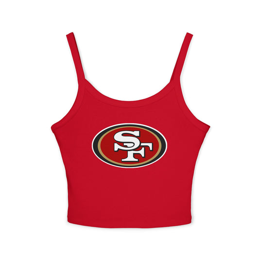 49ers Retro Football Helmet Women's Spaghetti Tank (Red)