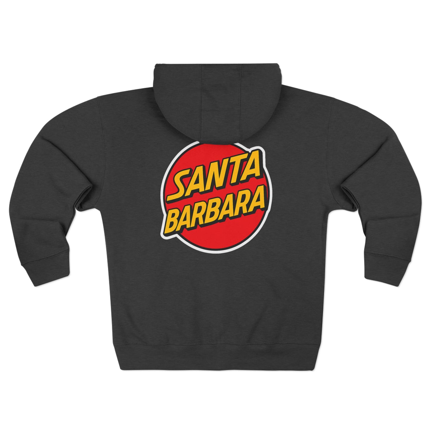 Santa Barbara Red Logo Hoodie — Dark Heather Zip Hoodie