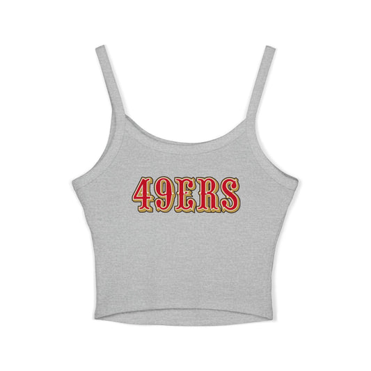 49ers Retro Football Helmet Women's Spaghetti Tank (Sports Heather Grey)