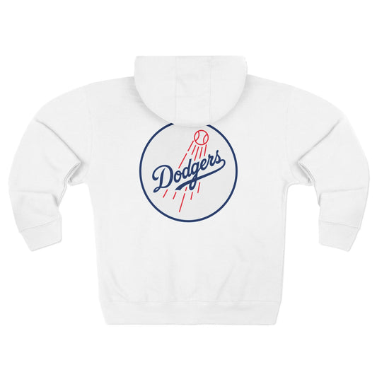 Dodgers Retro Logo Zip Hoodie (White)