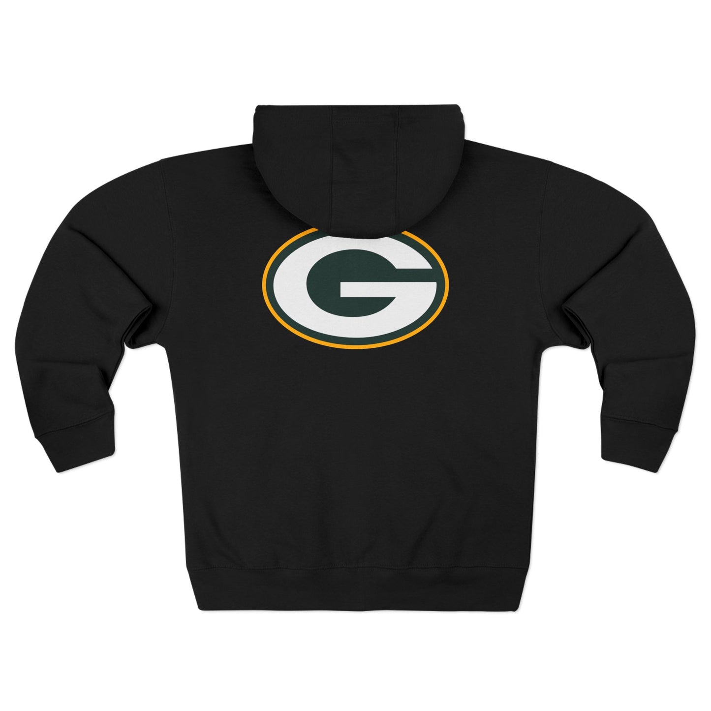 Packers Full‑Zip Black Hoodie — Green Bay Football Jacket