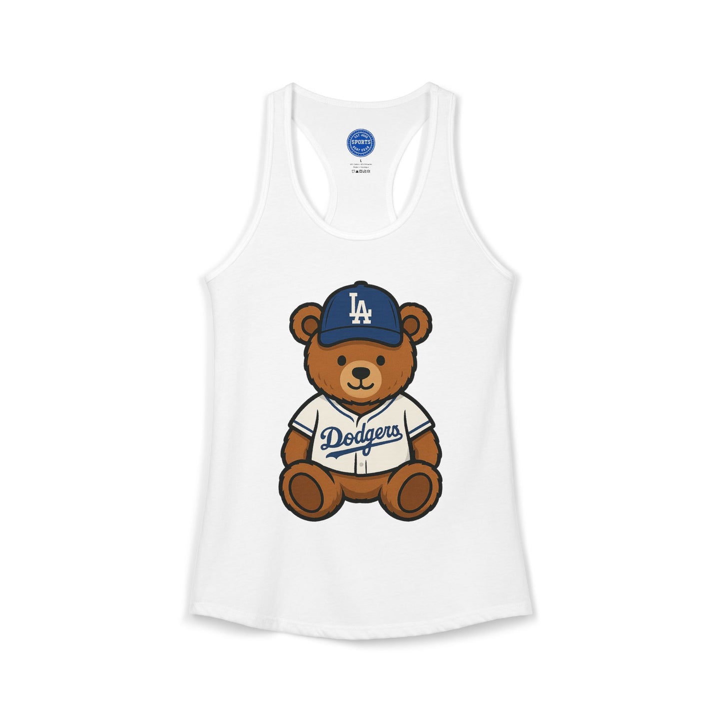 Dodgers Teddy Bear Women's Racerback Tank (White)