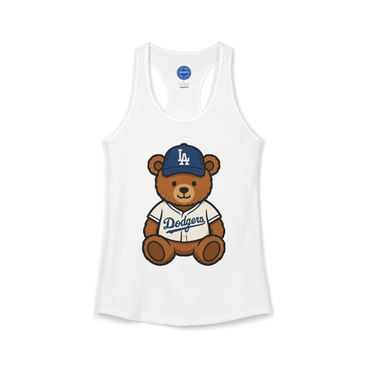 Dodgers Teddy Bear Women's Racerback Tank (White)